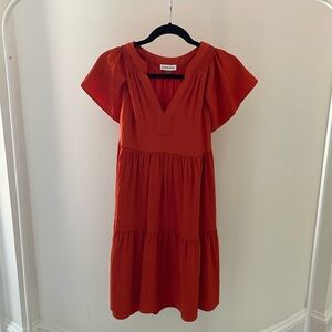 Calvin Klein Orange mini tiered dress